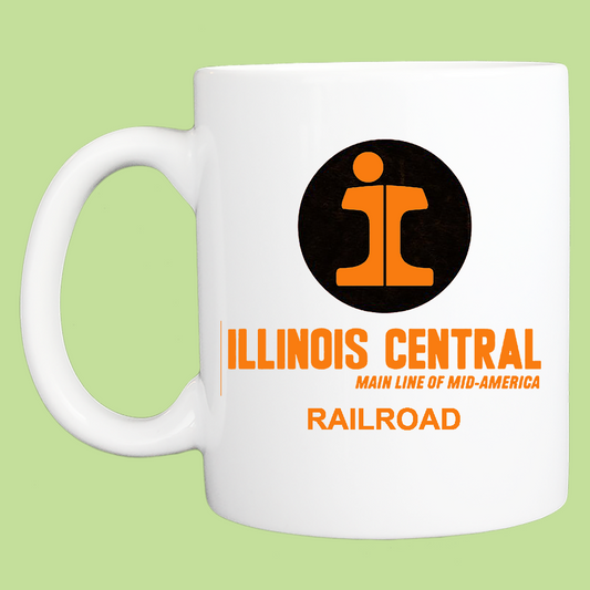 Coffee Mug: ILLINOIS CENTRAL RAILROAD i ORANGE Logo - 11 or 15 Oz - FREE SHIPPING