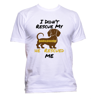 Short Sleeve T-Shirt: "My (DACHSHUND) Rescued Me" - FREE SHIPPING