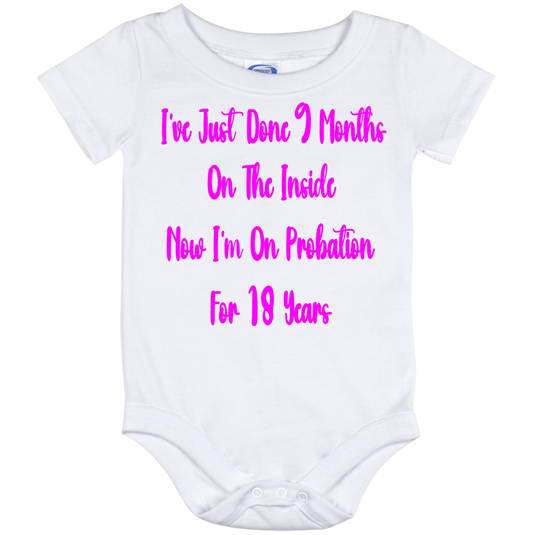 Infant Onesie: JUST DID 9 MONTHS ON THE INSIDE - NOW DOING 18 YEARS ON PROBATION (S4)- FREE SHIPPING