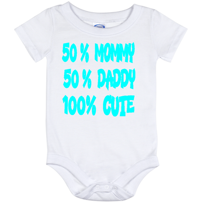 Infant Onesie: 50% DADDY - 50% MOMMY- 100% CUTE (S7)- FREE SHIPPING