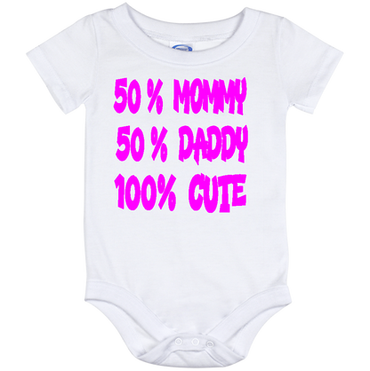 Infant Onesie: 50% DADDY - 50% MOMMY- 100% CUTE (S7)- FREE SHIPPING