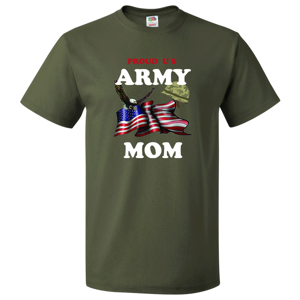 Short Sleeve T-Shirt: "Proud U.S. Army Mom" (AMOM) - FREE SHIPPING