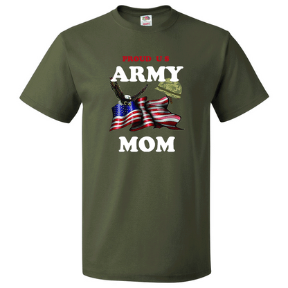 Short Sleeve T-Shirt: "Proud U.S. Army Mom" (AMOM) - FREE SHIPPING