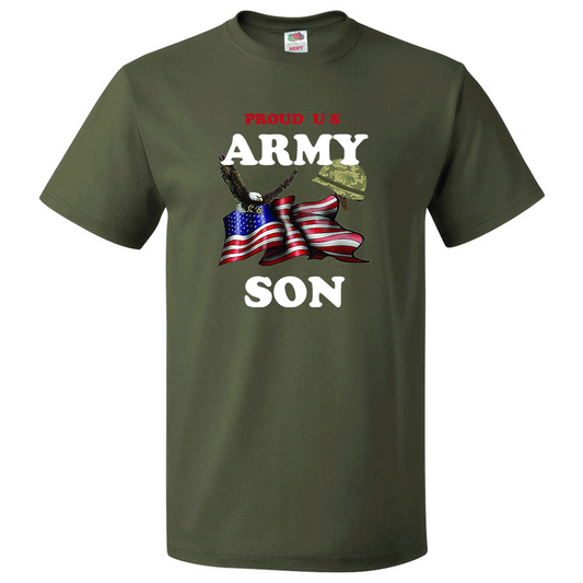 Short Sleeve T-Shirt: "Proud U.S. Army Son" (ASON) - FREE SHIPPING