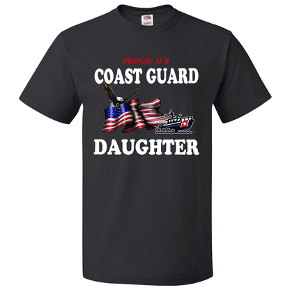 Short Sleeve T-Shirt: "Proud U.S. Coast Guard Daughter" (CDAU) - FREE SHIPPING