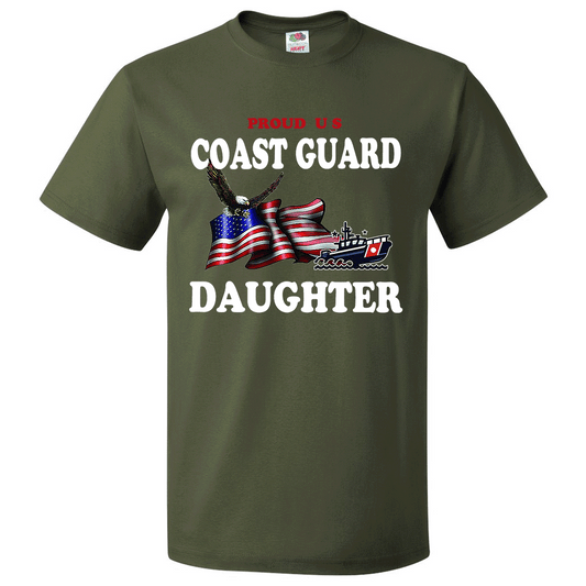 Short Sleeve T-Shirt: "Proud U.S. Coast Guard Daughter" (CDAU) - FREE SHIPPING