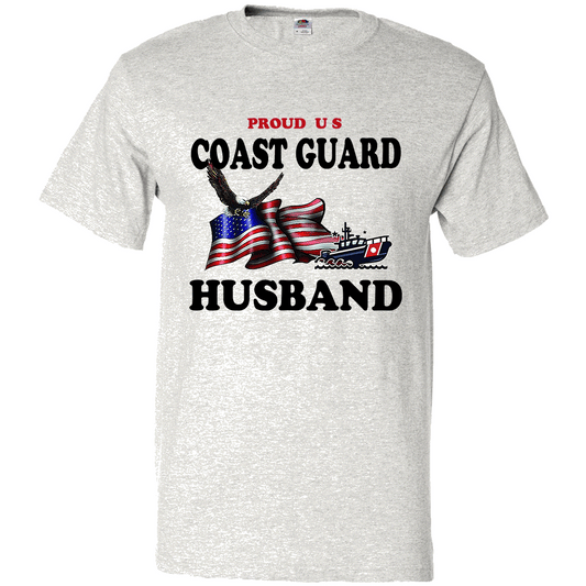 Short Sleeve T-Shirt: "Proud U.S. Coast Guard Husband" (CHUS) - FREE SHIPPING