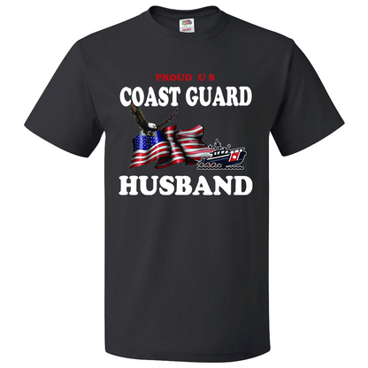 Short Sleeve T-Shirt: "Proud U.S. Coast Guard Husband" (CHUS) - FREE SHIPPING