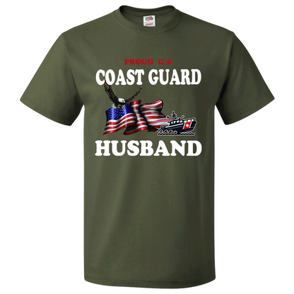 Short Sleeve T-Shirt: "Proud U.S. Coast Guard Husband" (CHUS) - FREE SHIPPING