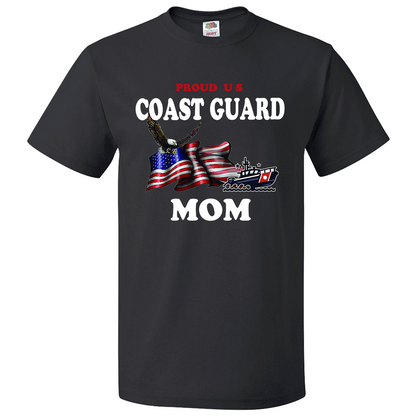 Short Sleeve T-Shirt: "Proud U.S. Coast Guard Mom" (CMOM) - FREE SHIPPING