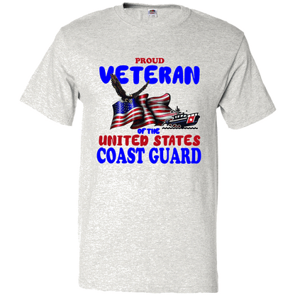 Short Sleeve T-Shirt: "Proud U.S. Coast Guard Veteran" (CVET) - FREE SHIPPING