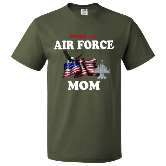 Short Sleeve T-Shirt: "Proud U.S. Air Force Mom" (FMOM) - FREE SHIPPING