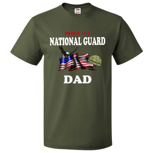 Short Sleeve T-Shirt: "Proud U.S. National Guard Dad" (GDAD) - FREE SHIPPING