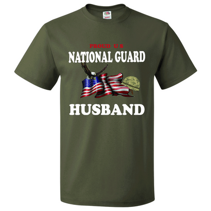 Short Sleeve T-Shirt: "Proud U.S. National Guard Husband" (GHUS) - FREE SHIPPING