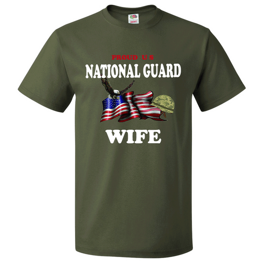 Short Sleeve T-Shirt: "Proud U.S. National Guard Wife" (GWIF) - FREE SHIPPING