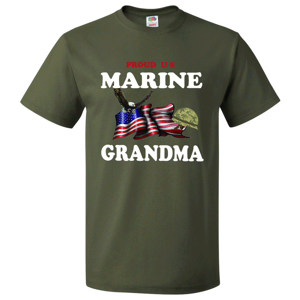 Short Sleeve T-Shirt: "Proud U.S. Marine Grandma" (MGMA) - FREE SHIPPING