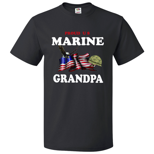 Short Sleeve T-Shirt: "Proud U.S. Marine Grandpa" (MGPA) - FREE SHIPPING