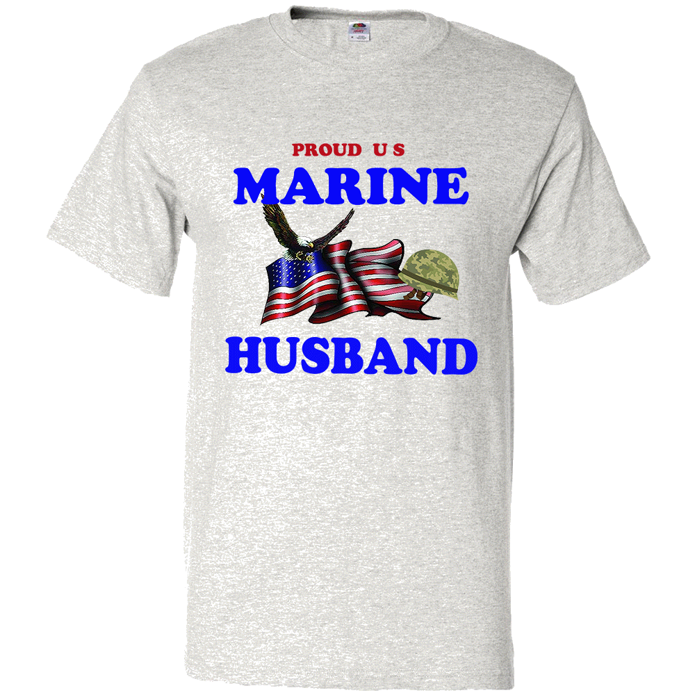 Short Sleeve T-Shirt: "Proud U.S. Marine Husband" (MHUS) - FREE SHIPPING