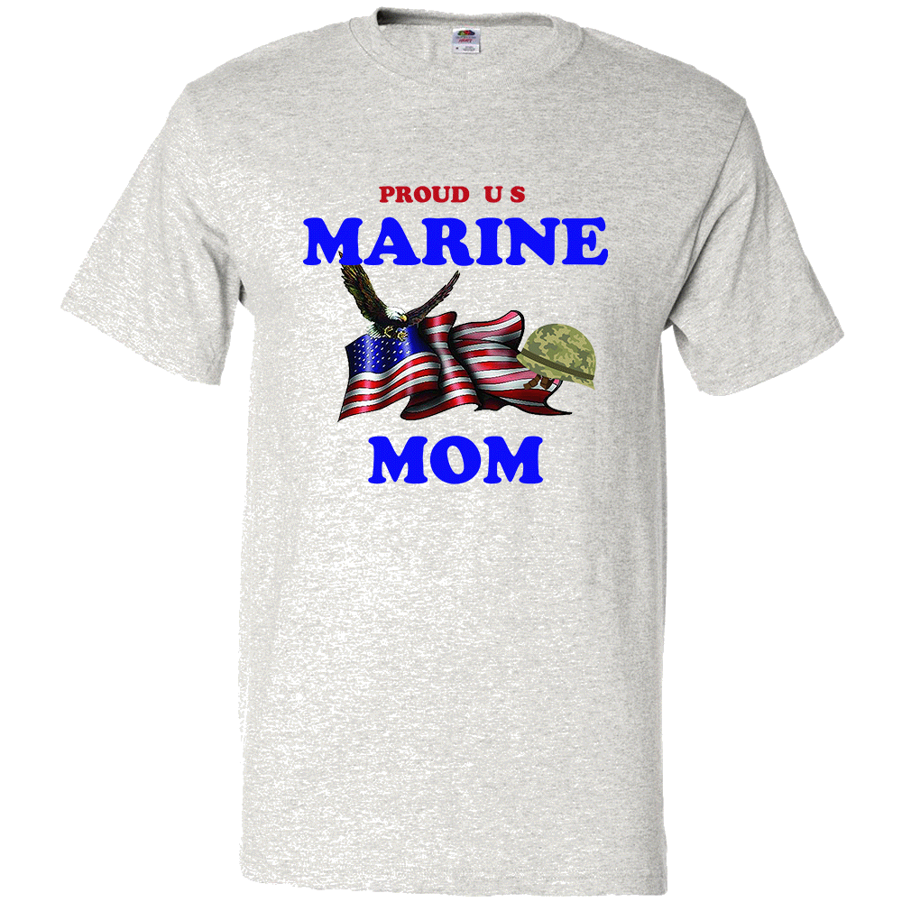 Short Sleeve T-Shirt: "Proud U.S. Marine Mom" (MMOM) - FREE SHIPPING