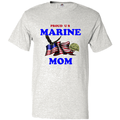 Short Sleeve T-Shirt: "Proud U.S. Marine Mom" (MMOM) - FREE SHIPPING