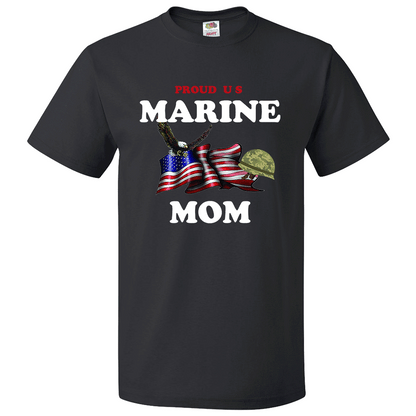 Short Sleeve T-Shirt: "Proud U.S. Marine Mom" (MMOM) - FREE SHIPPING