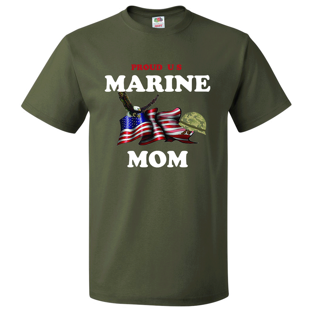 Short Sleeve T-Shirt: "Proud U.S. Marine Mom" (MMOM) - FREE SHIPPING