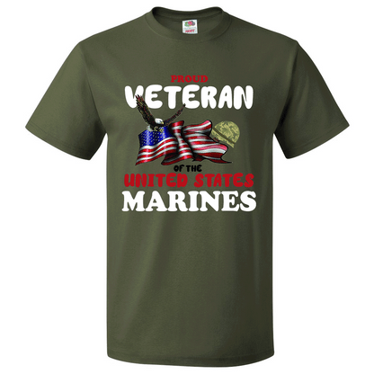 Short Sleeve T-Shirt: "Proud U.S. Marine Veteran" (MVET) - FREE SHIPPING