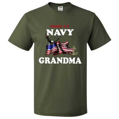 Short Sleeve T-Shirt: "Proud U.S. Navy Grandma" (NGMA) - FREE SHIPPING