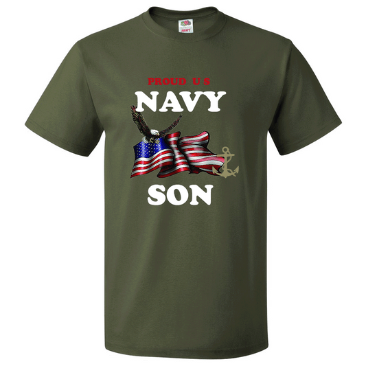 Short Sleeve T-Shirt: "Proud U.S. Navy Son" (NSON) - FREE SHIPPING