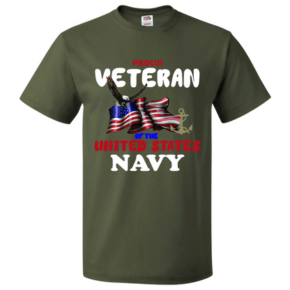 Short Sleeve T-Shirt: "Proud U.S. Navy Veteran" (NVET) - FREE SHIPPING