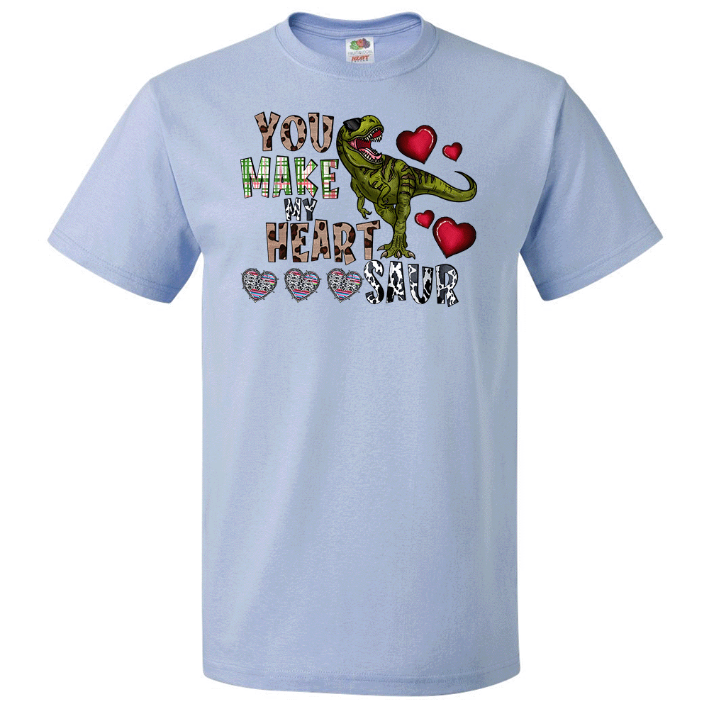 Short Sleeve T-Shirt: Valentines Day - "You Make My Hear Saur" (V01) - FREE SHIPPING