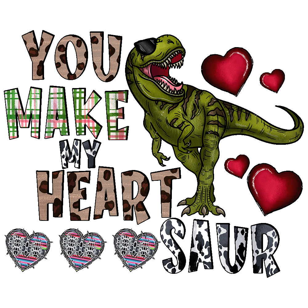 Short Sleeve T-Shirt: Valentines Day - "You Make My Hear Saur" (V01) - FREE SHIPPING