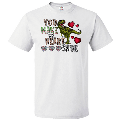 Short Sleeve T-Shirt: Valentines Day - "You Make My Hear Saur" (V01) - FREE SHIPPING