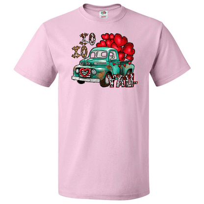 Short Sleeve T-Shirt: Valentines Day - "XOXO Y'all (Truck)" (V02) - FREE SHIPPING