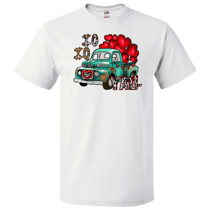 Short Sleeve T-Shirt: Valentines Day - "XOXO Y'all (Truck)" (V02) - FREE SHIPPING