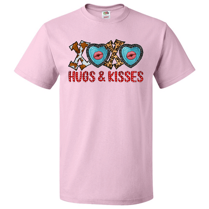 Short Sleeve T-Shirt: Valentines Day - "XOXO Hugs and Kisses" (V07) - FREE SHIPPING