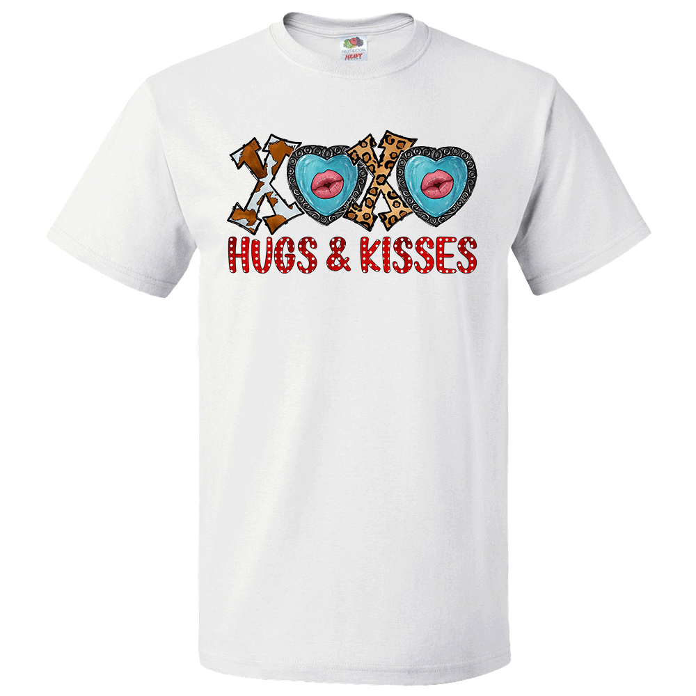 Short Sleeve T-Shirt: Valentines Day - "XOXO Hugs and Kisses" (V07) - FREE SHIPPING