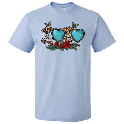 Short Sleeve T-Shirt: Valentines Day - "XOXO (Hearts and Roses)" (V14) - FREE SHIPPING