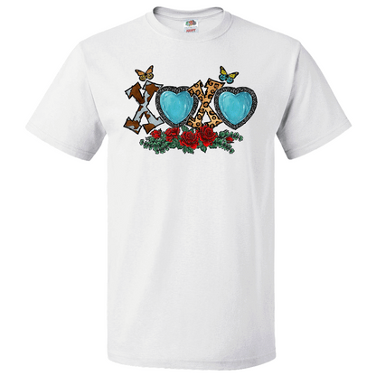 Short Sleeve T-Shirt: Valentines Day - "XOXO (Hearts and Roses)" (V14) - FREE SHIPPING