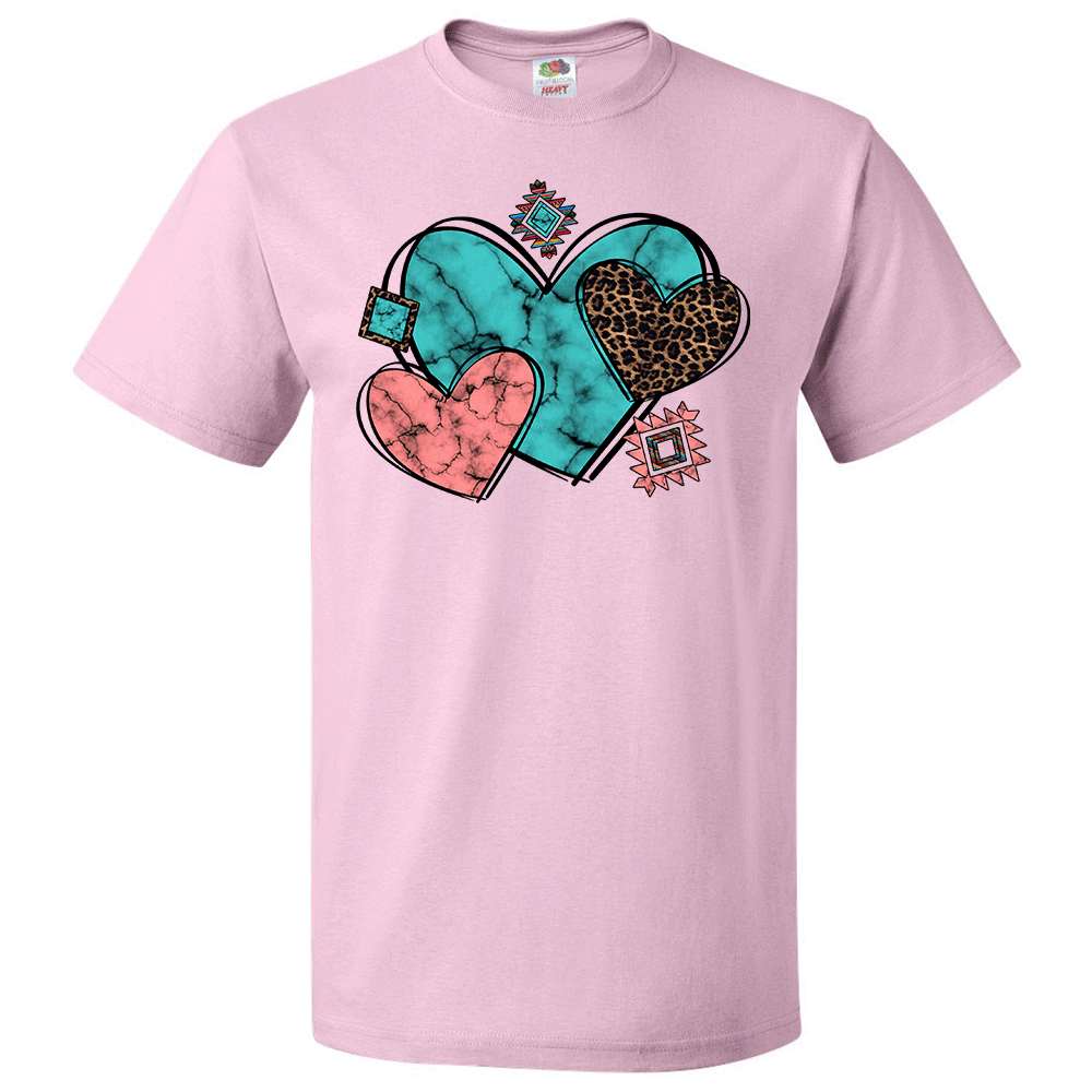 Short Sleeve T-Shirt: Valentines Day - "Three Hearts" (V22) - FREE SHIPPING