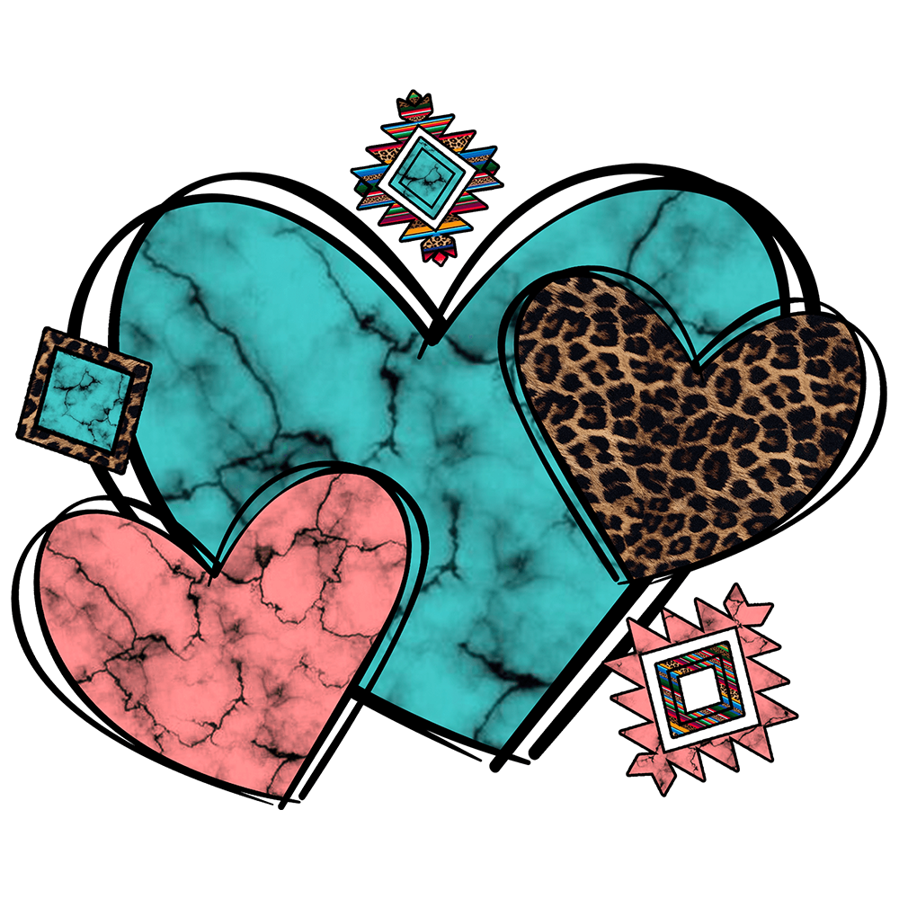 Short Sleeve T-Shirt: Valentines Day - "Three Hearts" (V22) - FREE SHIPPING