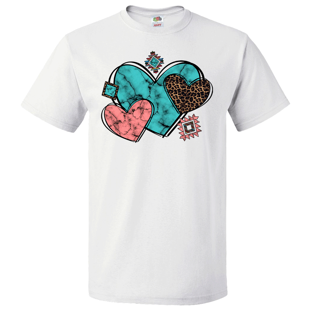 Short Sleeve T-Shirt: Valentines Day - "Three Hearts" (V22) - FREE SHIPPING