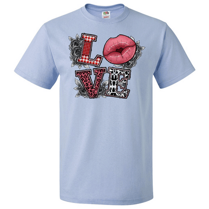 Short Sleeve T-Shirt: Valentines Day - "Love Art (Lips)" (V25) - FREE SHIPPING