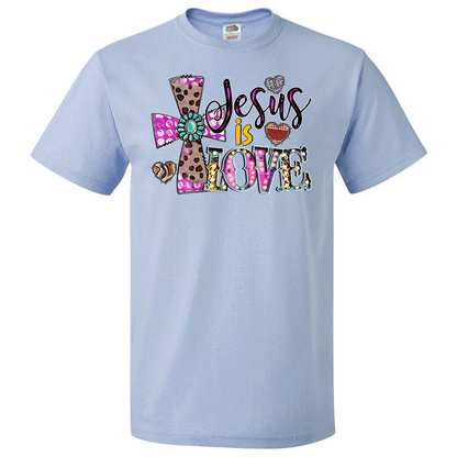 Short Sleeve T-Shirt: Valentines Day - "Jesus Is Love" (V58) - FREE SHIPPING