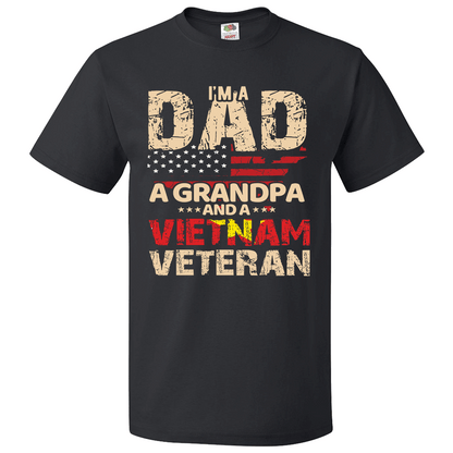 Short Sleeve T-Shirt: "I'm a Dad, a Grandpa, and a Vietnam Veteran" (P01) - FREE SHIPPING
