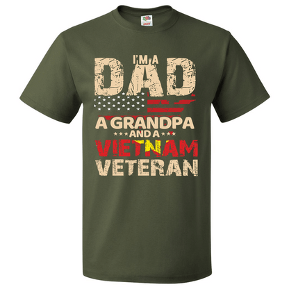 Short Sleeve T-Shirt: "I'm a Dad, a Grandpa, and a Vietnam Veteran" (P01) - FREE SHIPPING