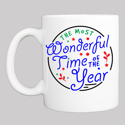 Personalized Christmas Coffee Mugs-  THE MOST WONDERFUL TIME OF THE YEAR   FREE SHIPPING 2 Sided
