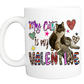 Personalized Valentine Coffee Mug:,   "My Cat is my Valentine" 11 or 15 oz WITH BOX - White - FREE SHIPPING