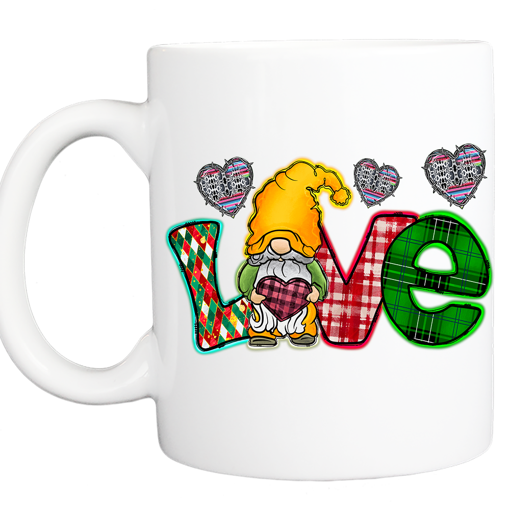 Personalized Valentine Coffee Mug:, LOVE GNOME  11 or 15 oz WITH BOX - White - FREE SHIPPING