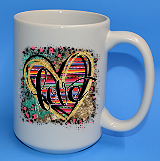 Personalized Valentine Coffee Mug: "Love & Hearts" - 11 or 15 Oz with Box - White - FREE SHIPPING